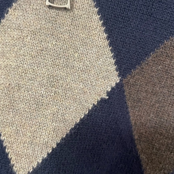 Bass Argyle Quarter Zip Pullover Sweater Blue Brown Knit Mens Size M - Picture 7 of 9